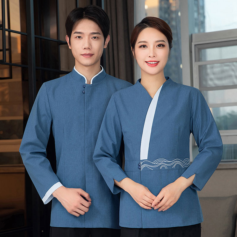 海浪花立领长袖保洁工作服上衣H27-海浪花  女款图2