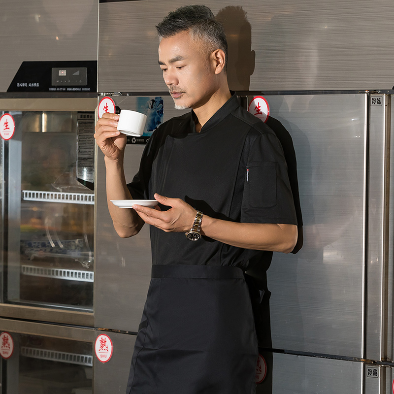 拉锁短袖酒店厨师服上衣H01-21021图2