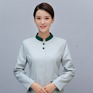 耐磨耐脏两扣立领保洁服上衣女款H10-21008女款