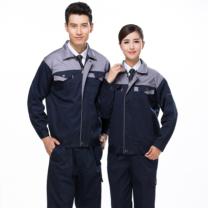 全工艺涤棉厚纱卡拼色长袖工装套装B06-W2301-W2308图5