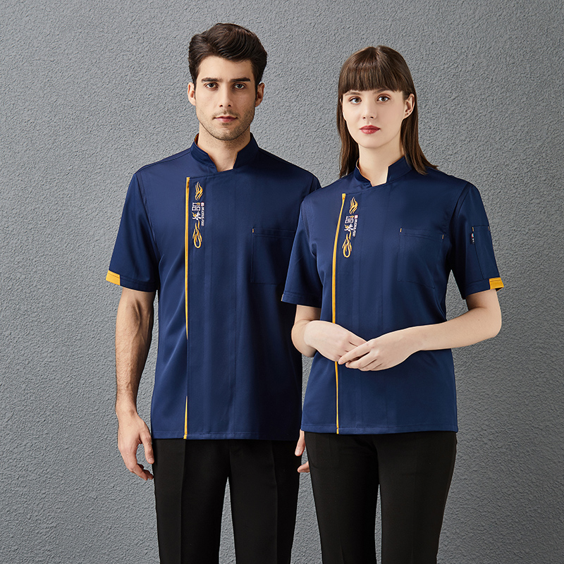 精仿呢品味短袖厨师服上衣H01-2021-23图2