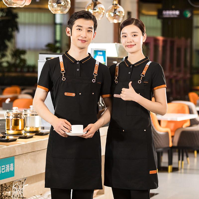 厨房餐饮帆布防水挂脖围裙通款H01-227图3