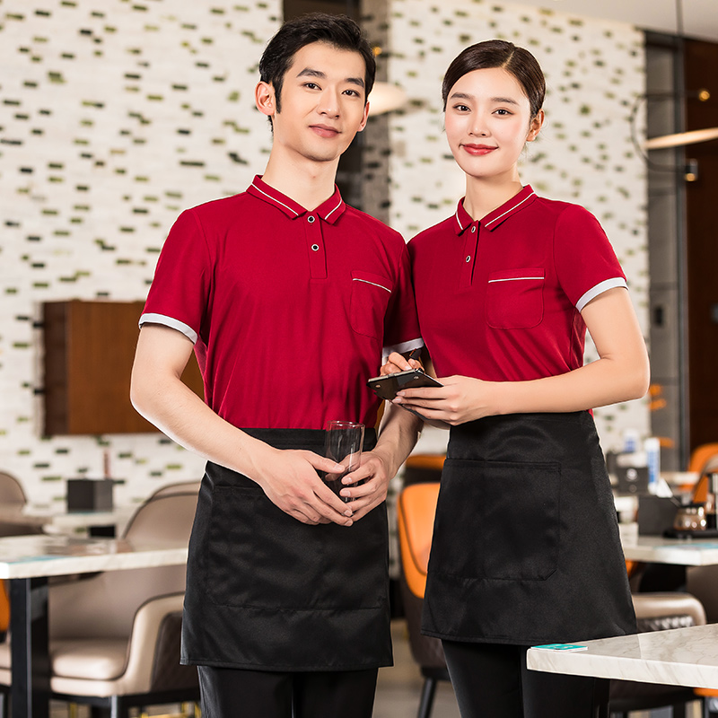 酒店服务员领加边T恤上衣H01-2022-01图5