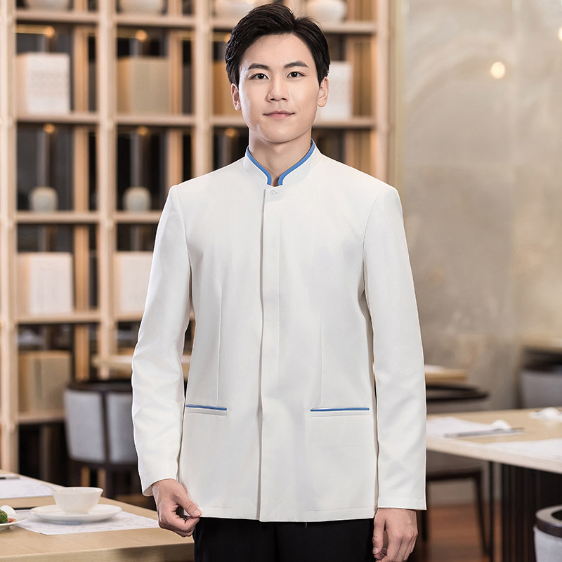 中式布扣餐饮服务员工作服H01-2021-47男款图3