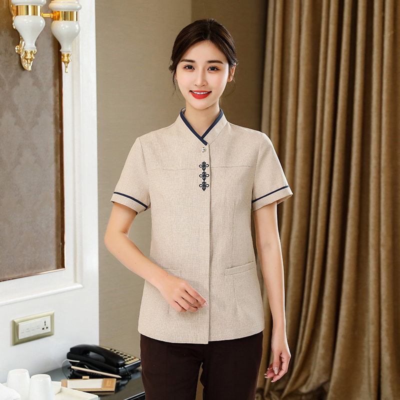 中国结保洁员短袖上衣H14-L010女图4