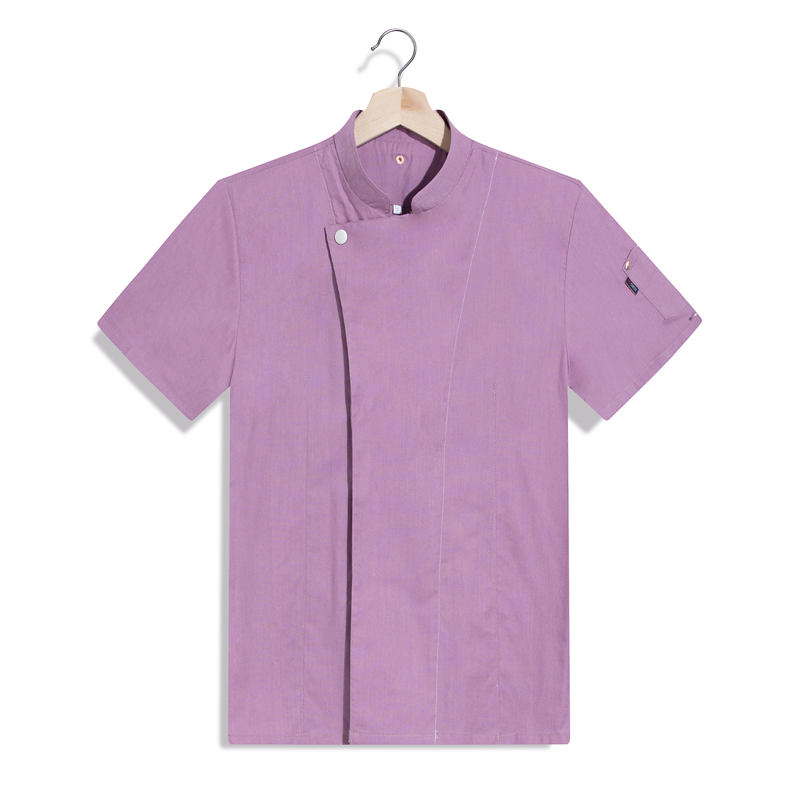 中华立领酒店厨师服短袖上衣H03-七彩纯棉图4