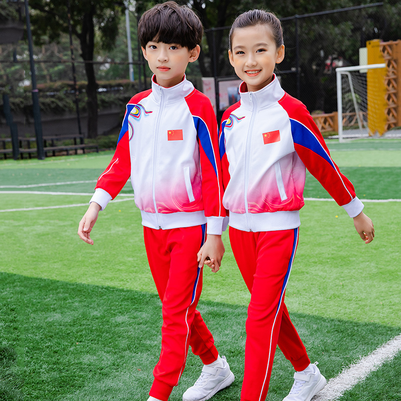 风中小学生渐变色立领校服长袖套装通款D11-2997套装图3