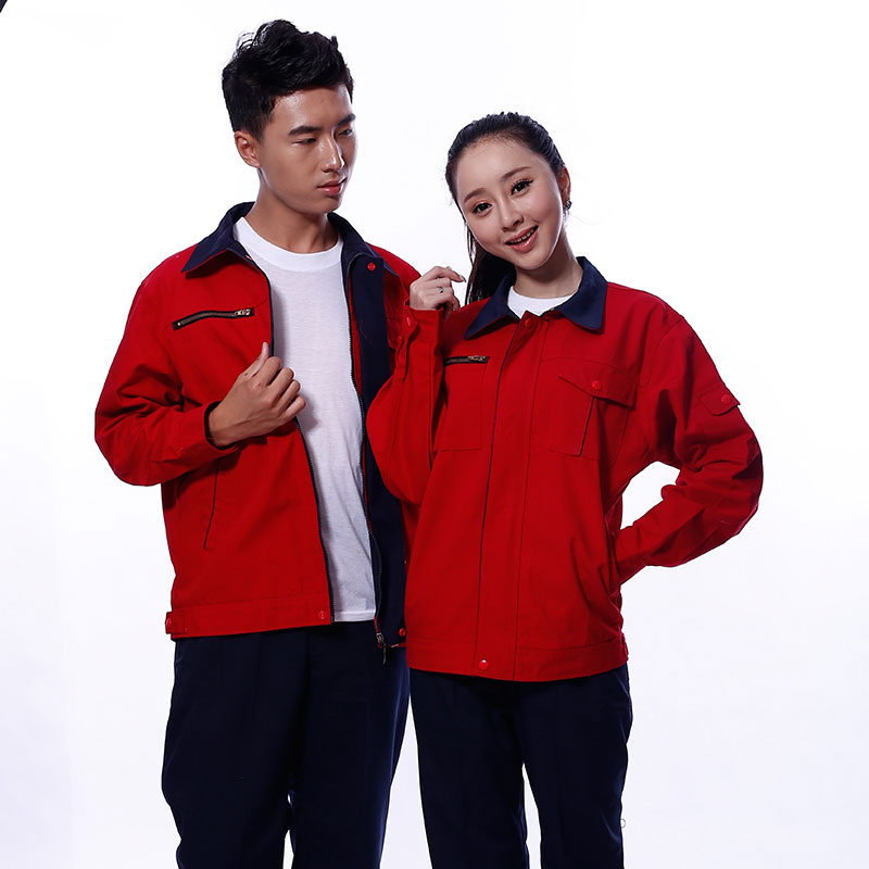 棉毛酵洗帆布春秋长袖工作服上衣J02-8801上衣图2