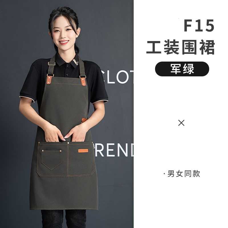 可调节挂脖防水帆布围裙U01-F15图11