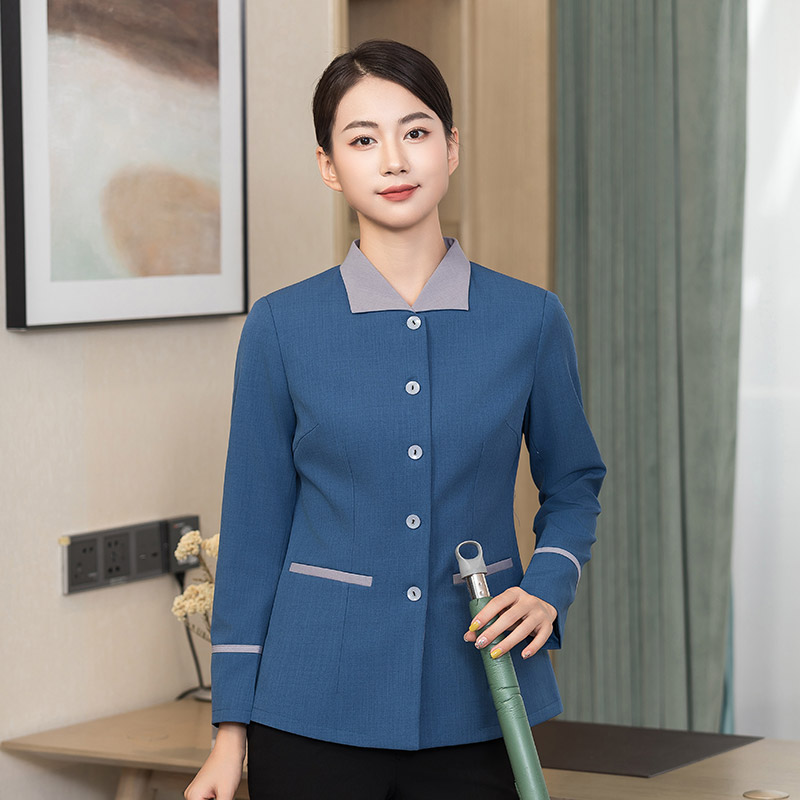 翻领酒店宾馆客房舒适耐穿秋冬保洁服H01-2022-46女款图2