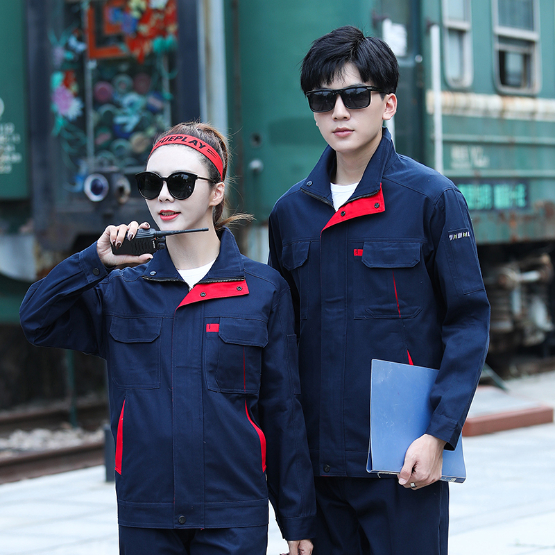 全工艺纯棉拼色厚纱卡工作服工装套装HBY-C6201-C6206套装图7