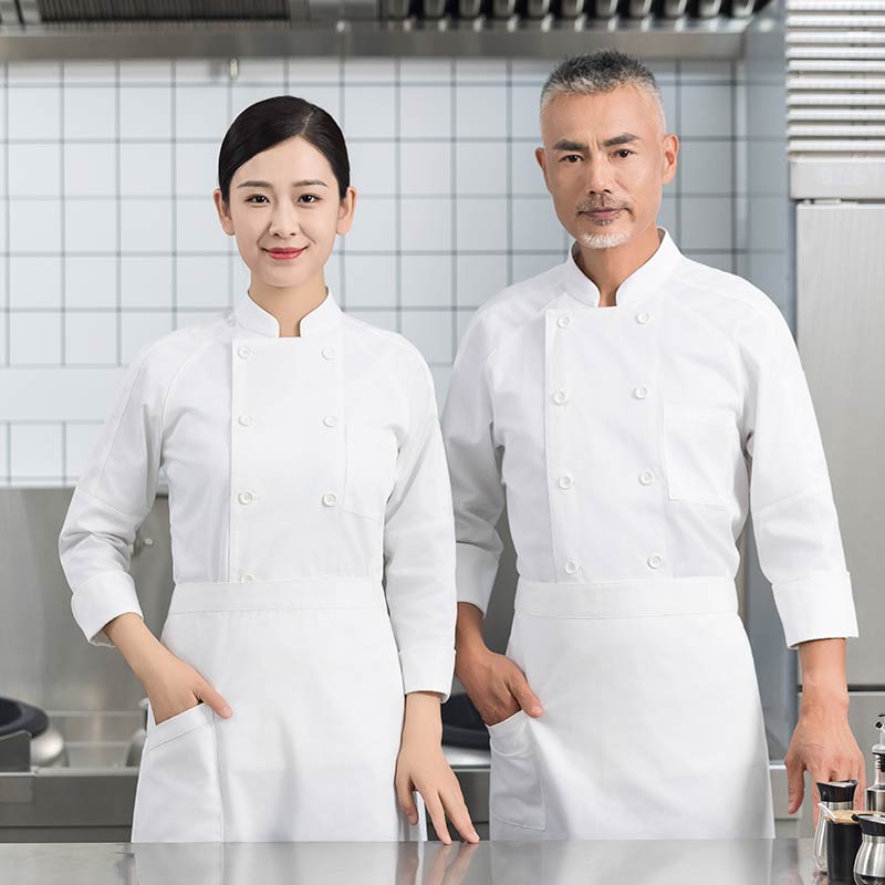高颜值插肩双排长袖厨师服H01-2023-23图3