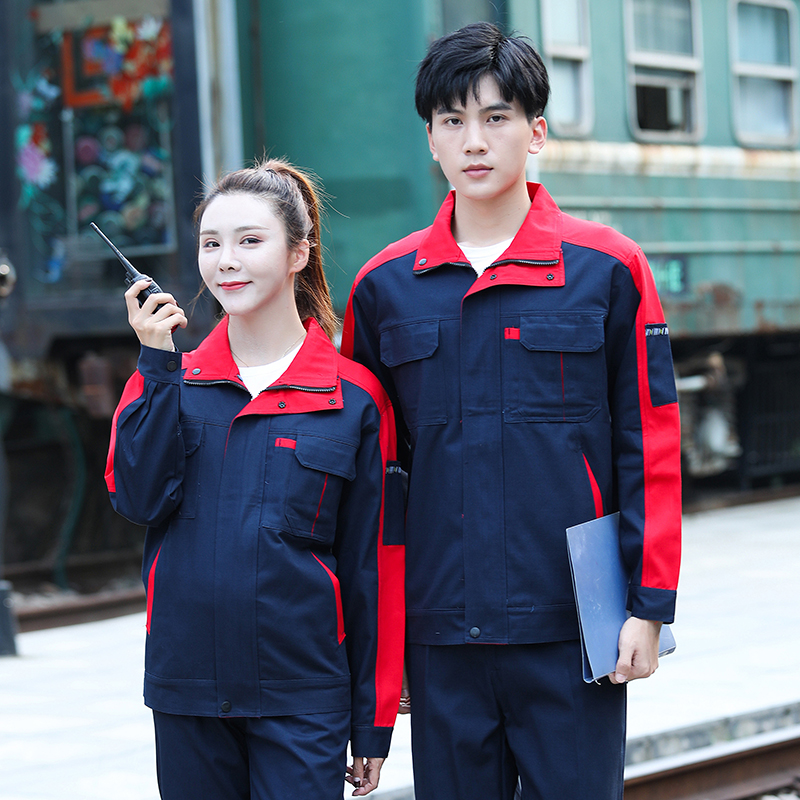 全工艺纯棉拼色厚纱卡工作服工装套装HBY-C6201-C6206套装图3