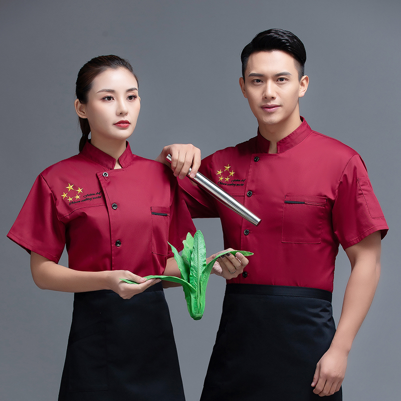 五角星酒店餐厅厨师服短袖上衣H12-L018图5
