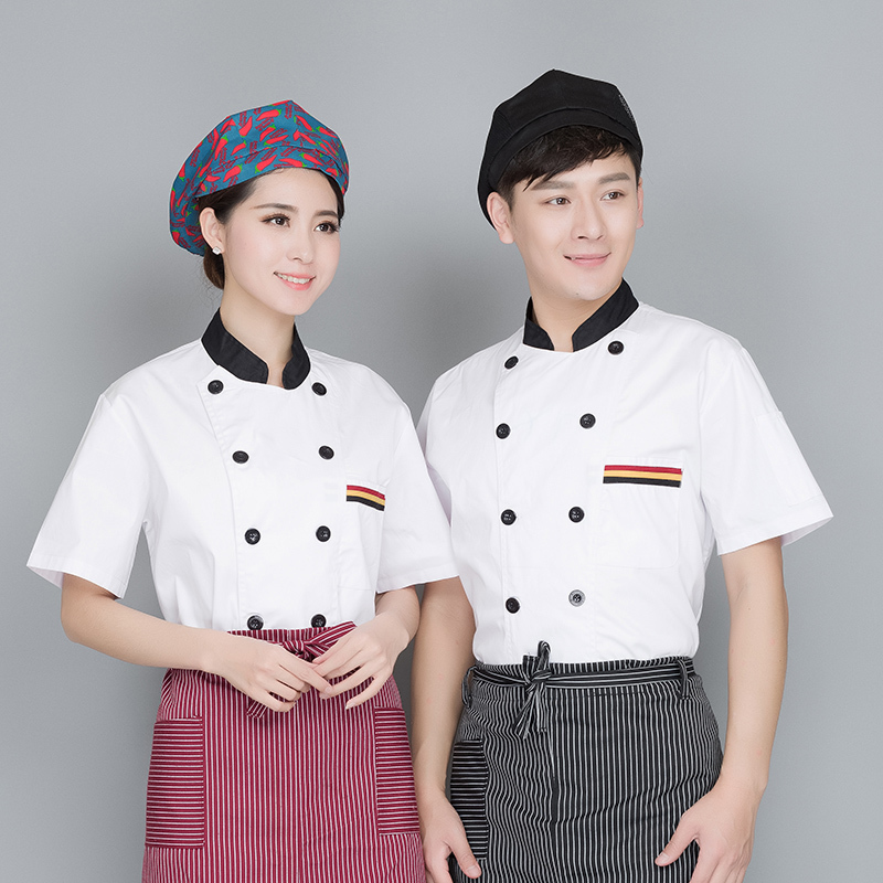 涤棉三道杠半袖短袖厨师服上衣B02-C0201005图3