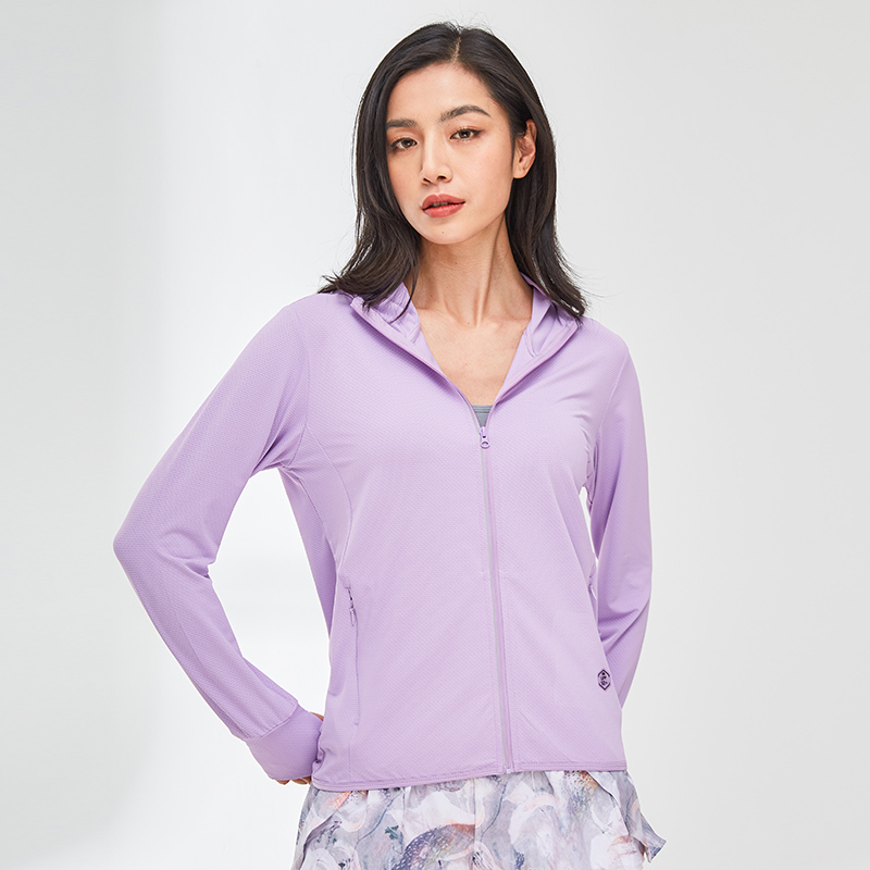 UPF50+长袖连帽拉链情侣款针织防晒衣KL-KY2021女图6