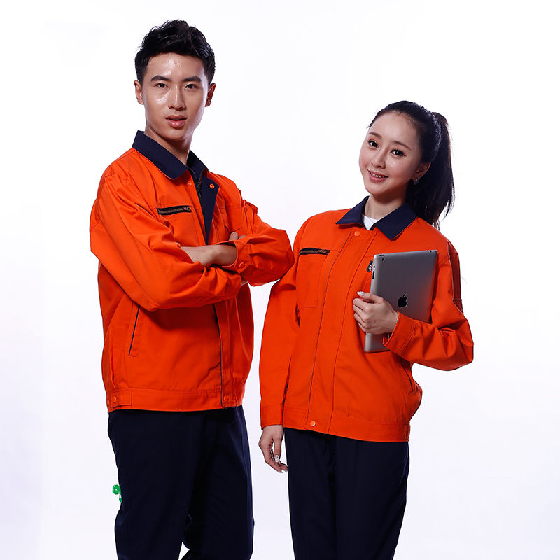 棉毛酵洗帆布春秋长袖套装工作服J02-8801图5