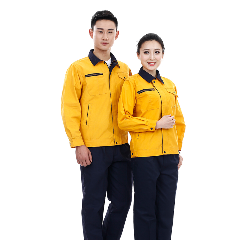 棉毛酵洗帆布春秋长袖套装工作服J02-8801图3