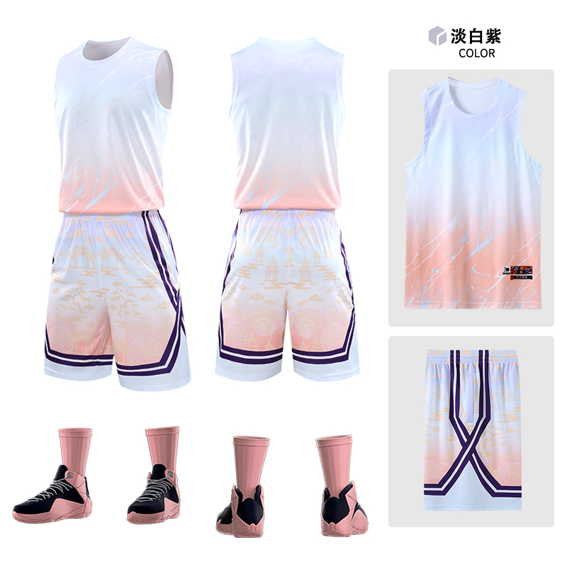 扎染裂纹圆领户外运动篮球服套装210-B211儿童图5