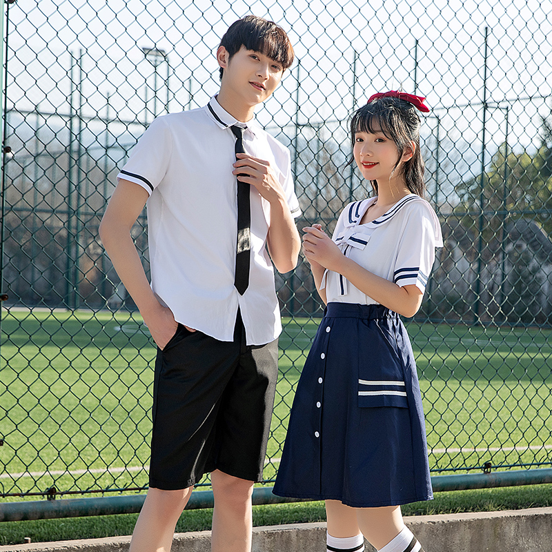 青春活力中学生短袖翻领校服男女款套装H18-1938图4