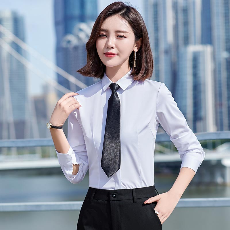 竹纤维平纹商务休闲方领长袖衬衫女款DY9-6880长袖衬衫女图5