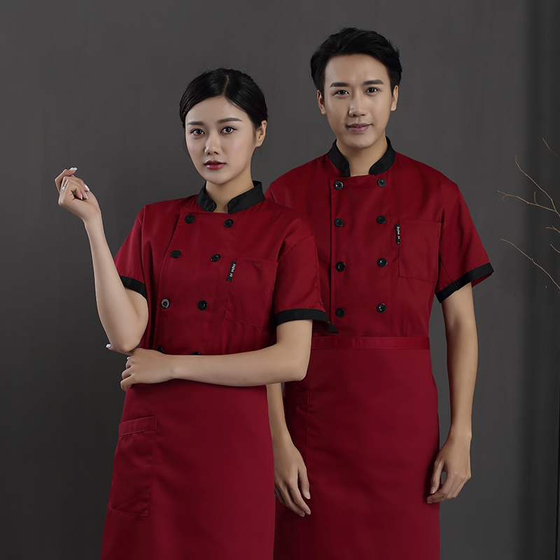 拼领短袖厨师服H12-C0201015图2