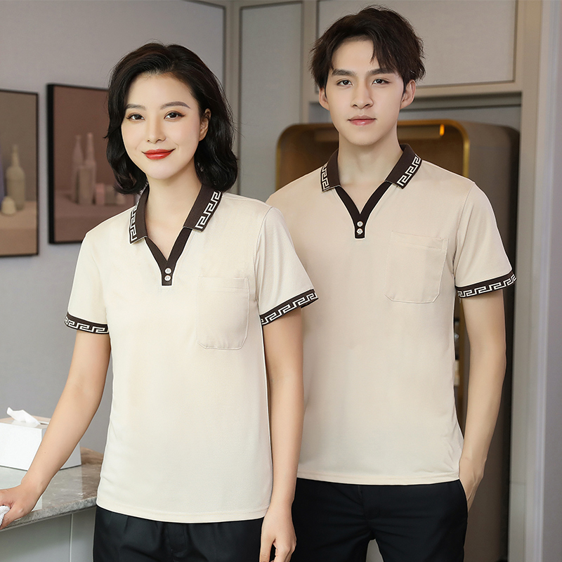 200g大V领短袖酒店工作服通款H04-L001大V领图2