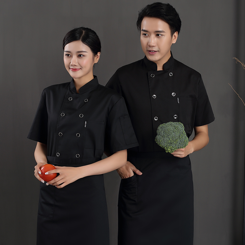 后背涤棉透气网短袖厨师服H12-C0201003图2