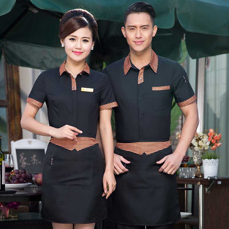 服务员工作服黄金格衬衣+围裙H19-L003男图2