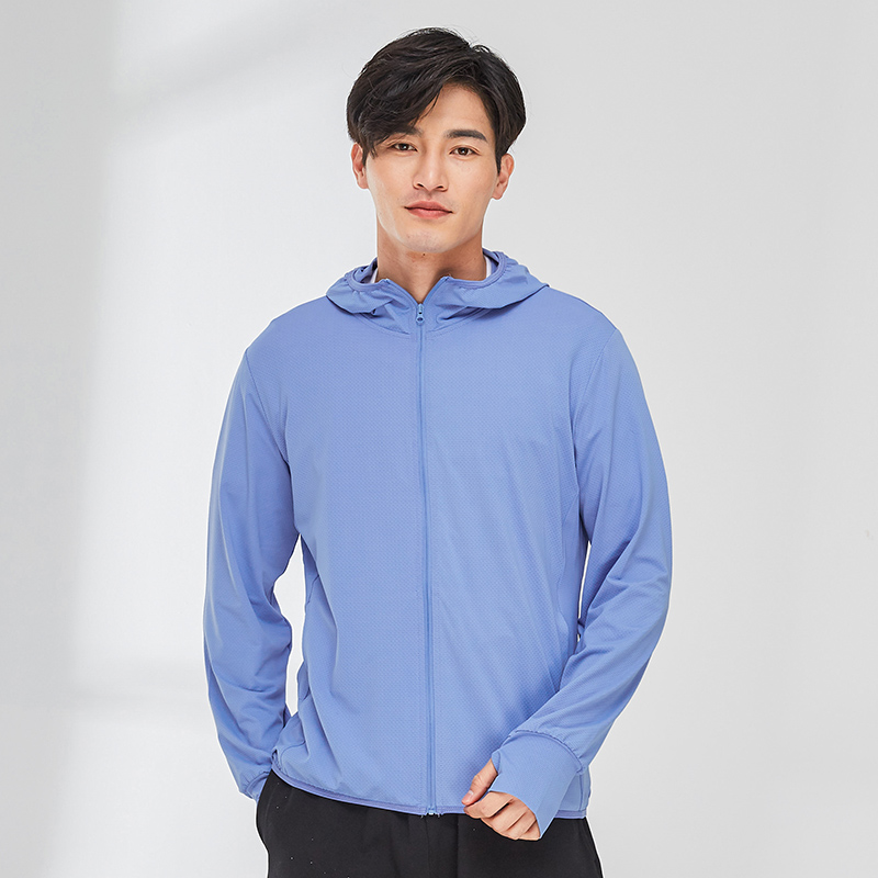 纯色连帽拉链针织防晒衫KL-2099男图3