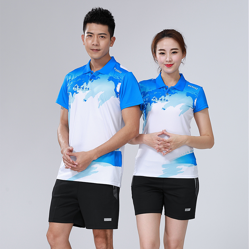 速干休闲运动羽毛球服翻领上衣男女款110-1656图2