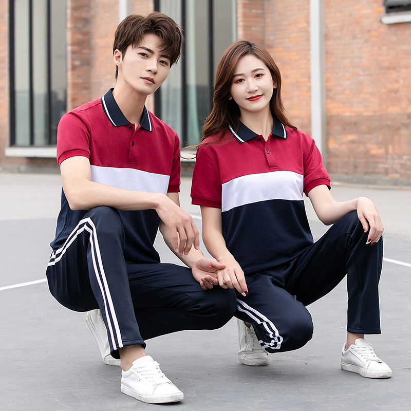 短袖翻领三拼色校服套装KI2-5668上衣图3