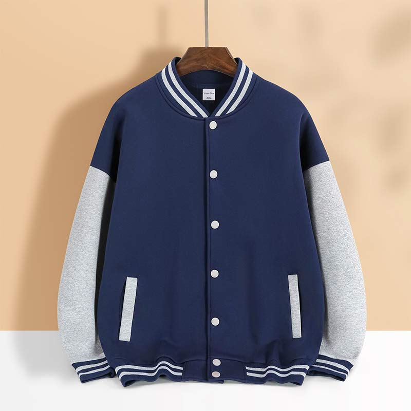 海岛绒纯棉拼色大落肩厚款纽扣棒球服H09-8388图2