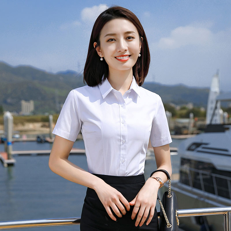舒适平纹棉职场短袖衬衫女款DQ1-312女款图3
