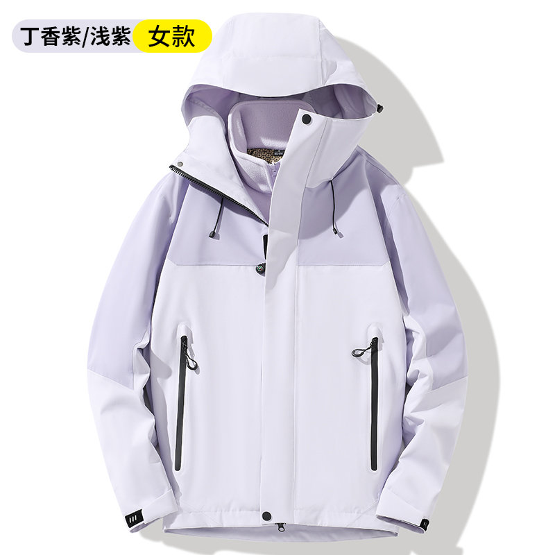 全热封加绒三合一冲锋衣女款KM2-25591图3