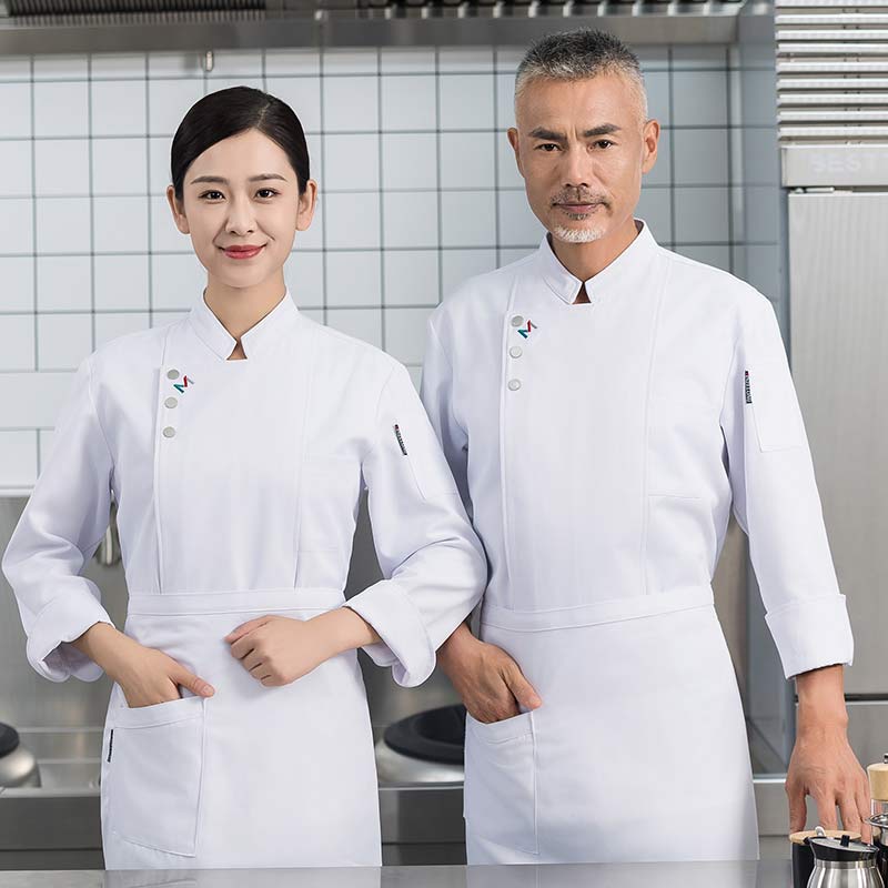涤棉M字母长袖厨师服H01-2023-32图3