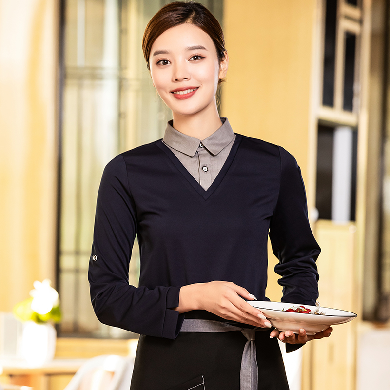 服务员假两件工装T恤SGQ-2122图2
