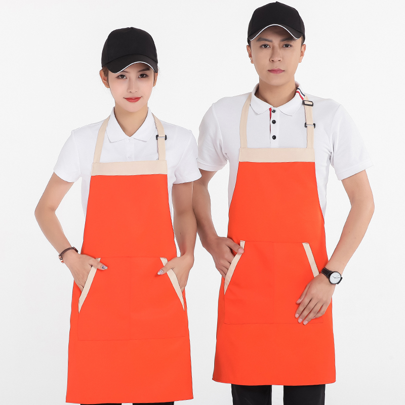 工装呢挂脖撞色围裙U01-118图4