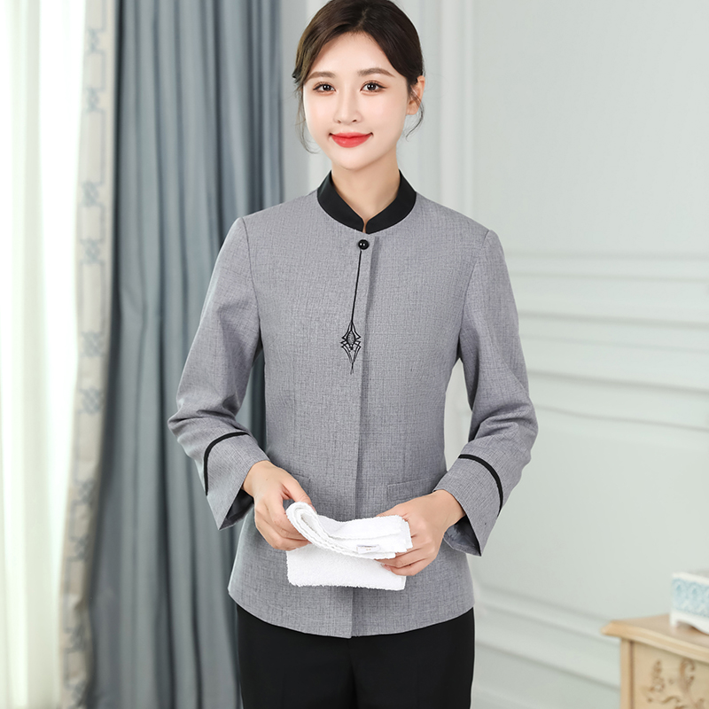 喜从天降撞色立领酒店家政保洁长工作服男女款H14-9831-9835图3