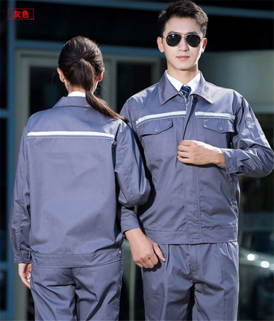 涤棉长袖春秋工服套装P12-1108图2
