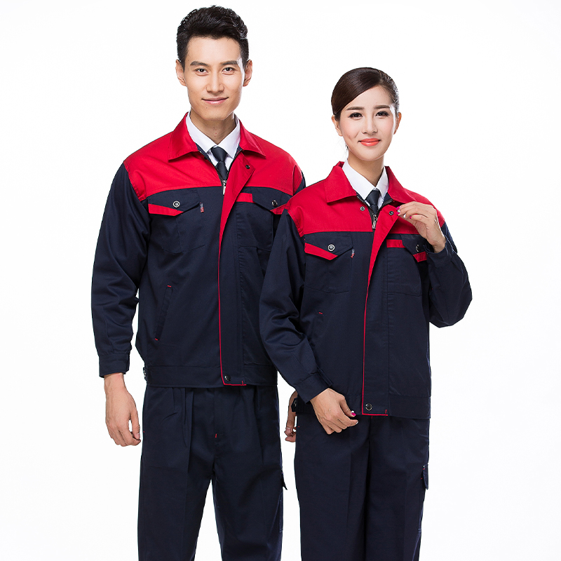 全工艺涤棉厚纱卡拼色长袖工装套装B06-W2301-W2308图3