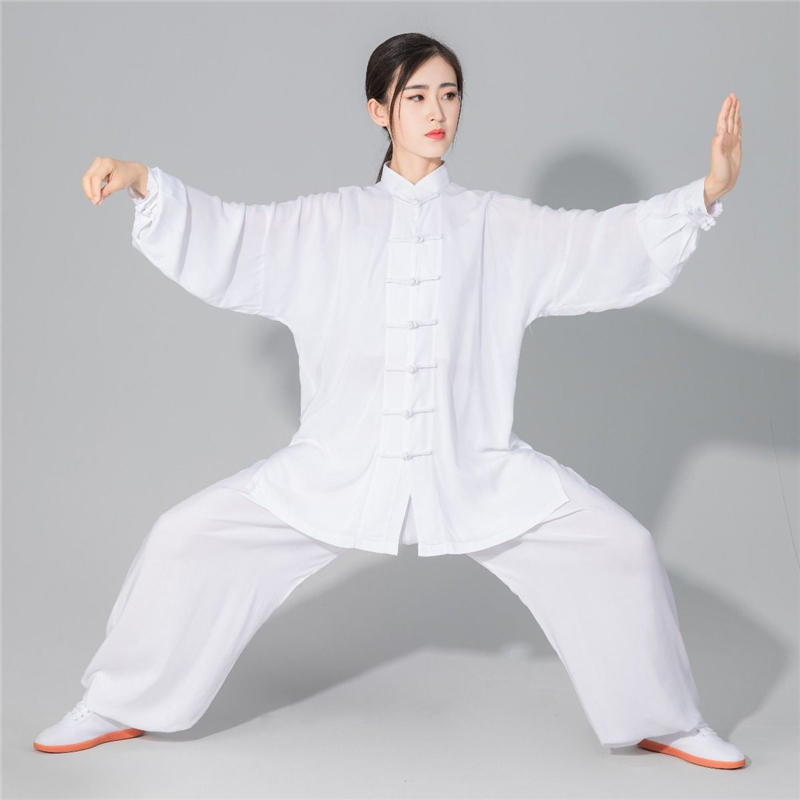 宽松舒适太极练功服套装P04-棉绸长袖图5