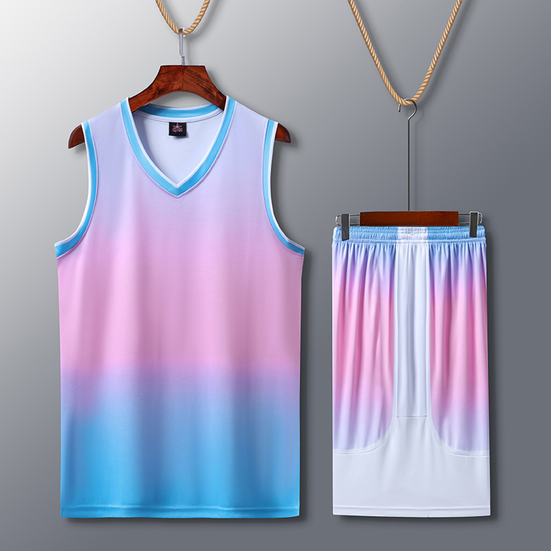 运动速干排汗渐变色篮球服套装成人49-3093图3