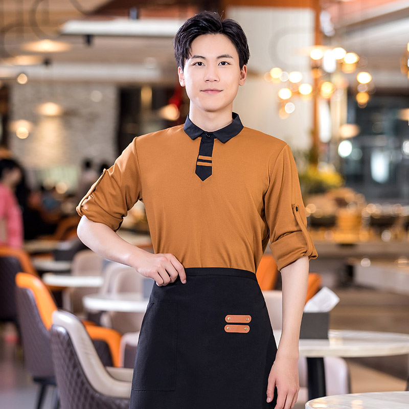 翻领飘带卫衣长餐饮服务员工作服H01-2022-39图4