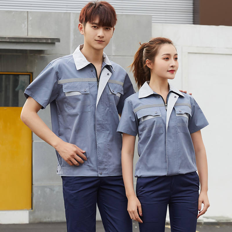 舒适透气夏季翻领拼色短袖工作服上衣B04-XD4001图7