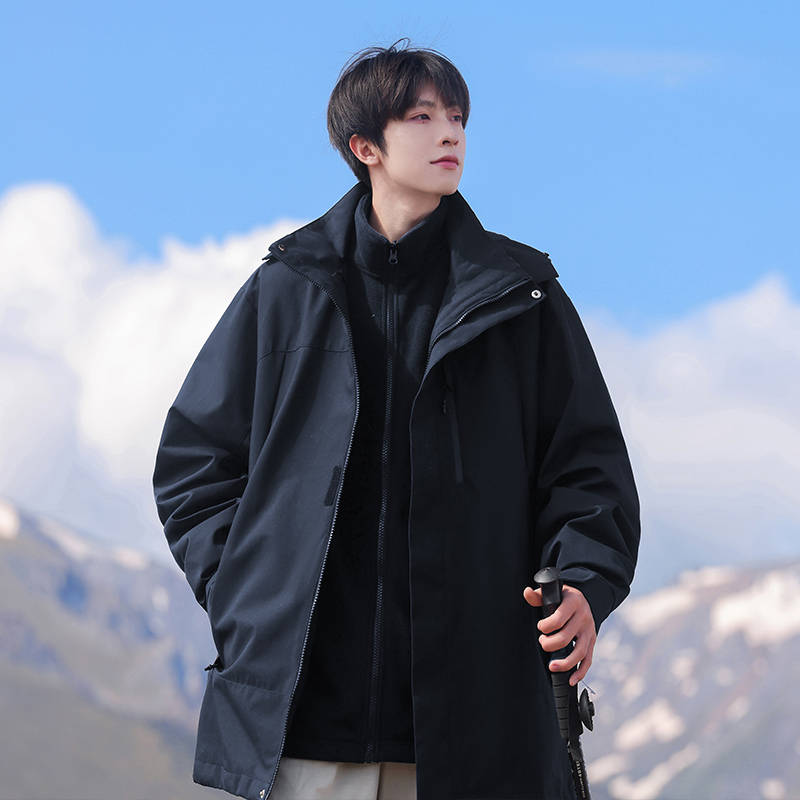 防风防水三合一摇粒绒内胆冲锋衣KJ3-CYMY963519纯色图2