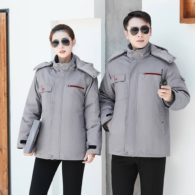 全工艺涤棉可拆卸帽头工装棉服H22-2191图4