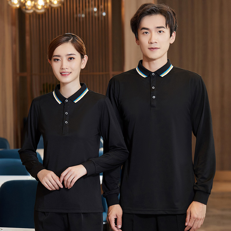 亚麻纤维09长袖翻领POLO衫服务员工作服通款H01-2020-58图2