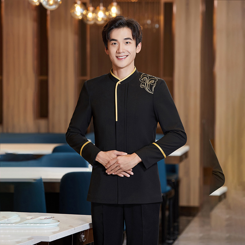 肩绣祥云长袖服务员工作服男款H01-2020-52男图2