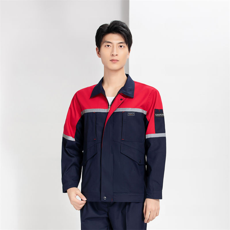 春秋涤棉磨毛拼色款长袖工作服套装H22-2420图2